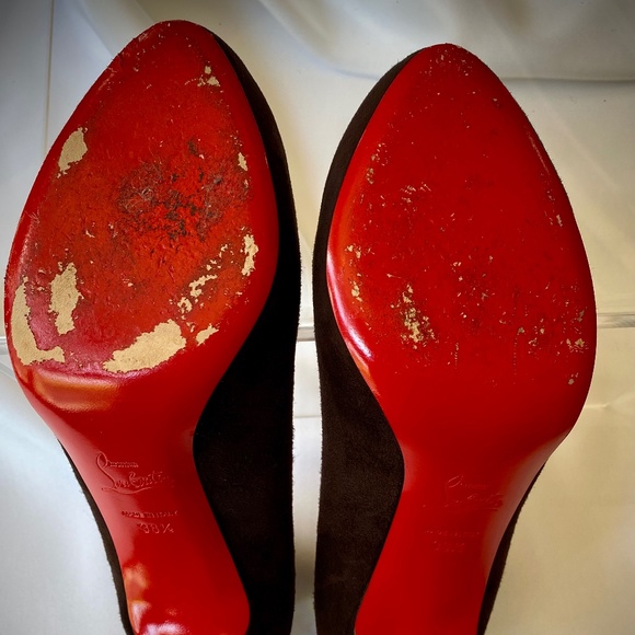 💎HP3X🎉LUXURY👠LOUBOUTIN👠Must Have Luxury Suede Peep Toe Stilletos - Picture 12 of 16